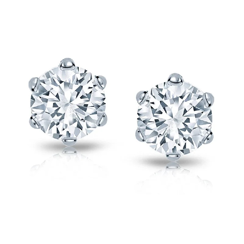 Statement chunky earrings-Auriya 2 carat TW Round Diamond Stud Earrings 14k Gold 6-Prong Basket - H-I, SI1-SI2