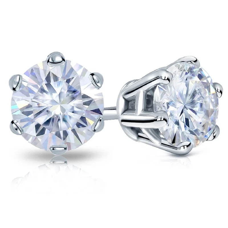 Engraved promise earrings-Auriya 2ctw Round Moissanite Stud Earrings 18k Gold - 6.5 mm