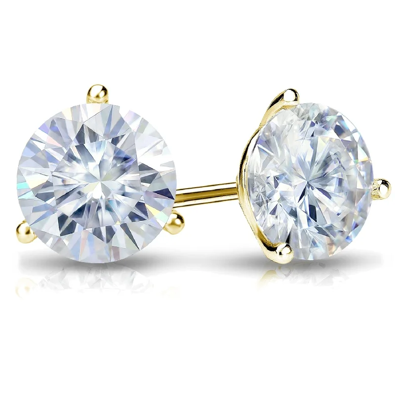 Star-shaped drop earrings-Auriya 2ctw Round Moissanite Stud Earrings 18k Gold Martini-set - 6.5 mm