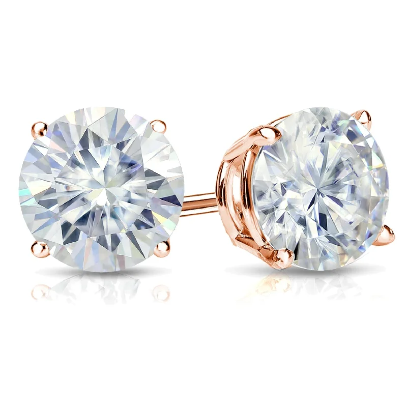 Aquamarine stud earrings-Auriya 3 1/2ctw Round Moissanite Stud Earrings 14k Gold 4-Prong Basket - 7.8 mm