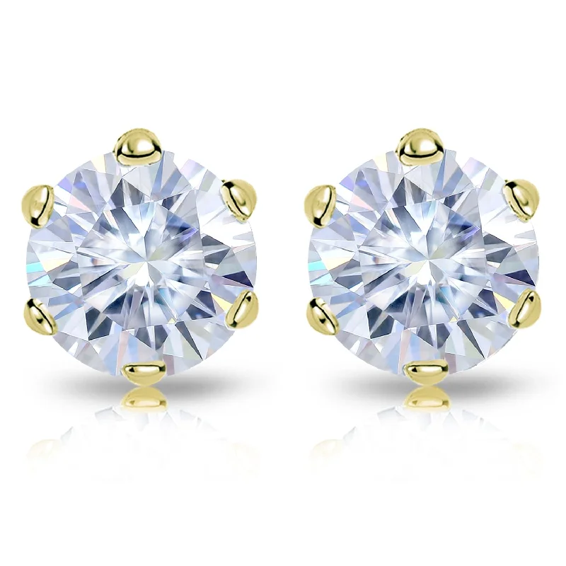 Modern minimalist earrings-Auriya 3 1/2ctw Round Moissanite Stud Earrings 14k Gold - 7.8 mm