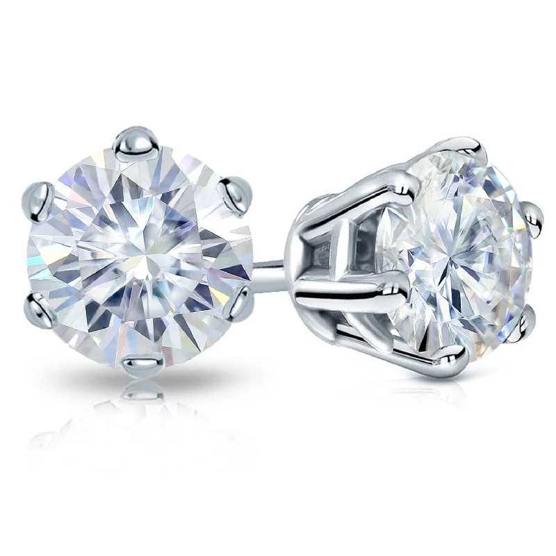 Serpent design earrings-Auriya 3 1/2ctw Round Moissanite Stud Earrings Platinum - 7.8 mm