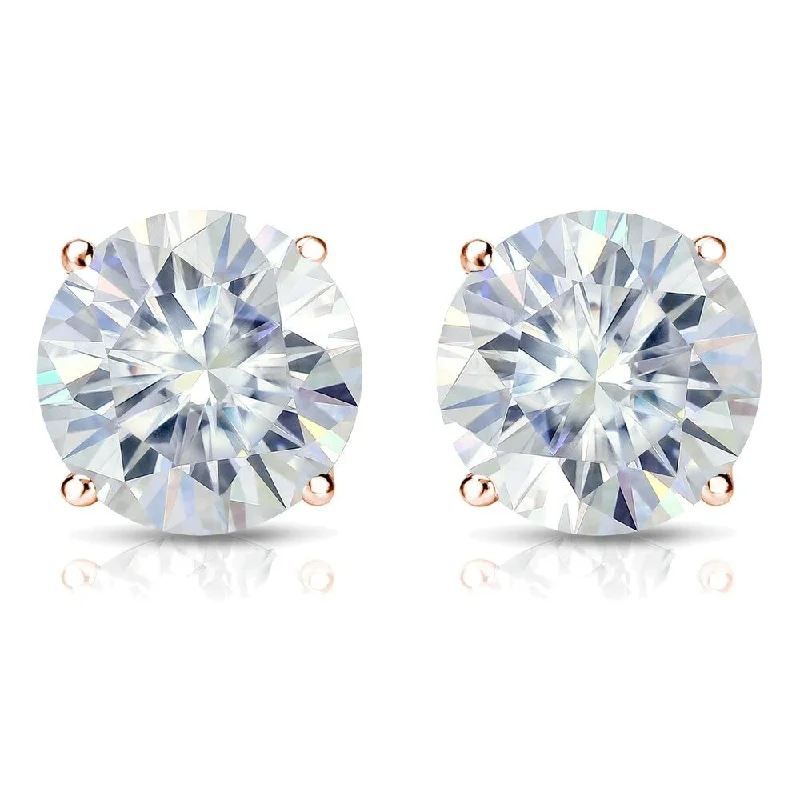 Hexagonal gem earrings-Auriya 6ctw Round Moissanite Stud Earrings 14k Gold 4-Prong Basket