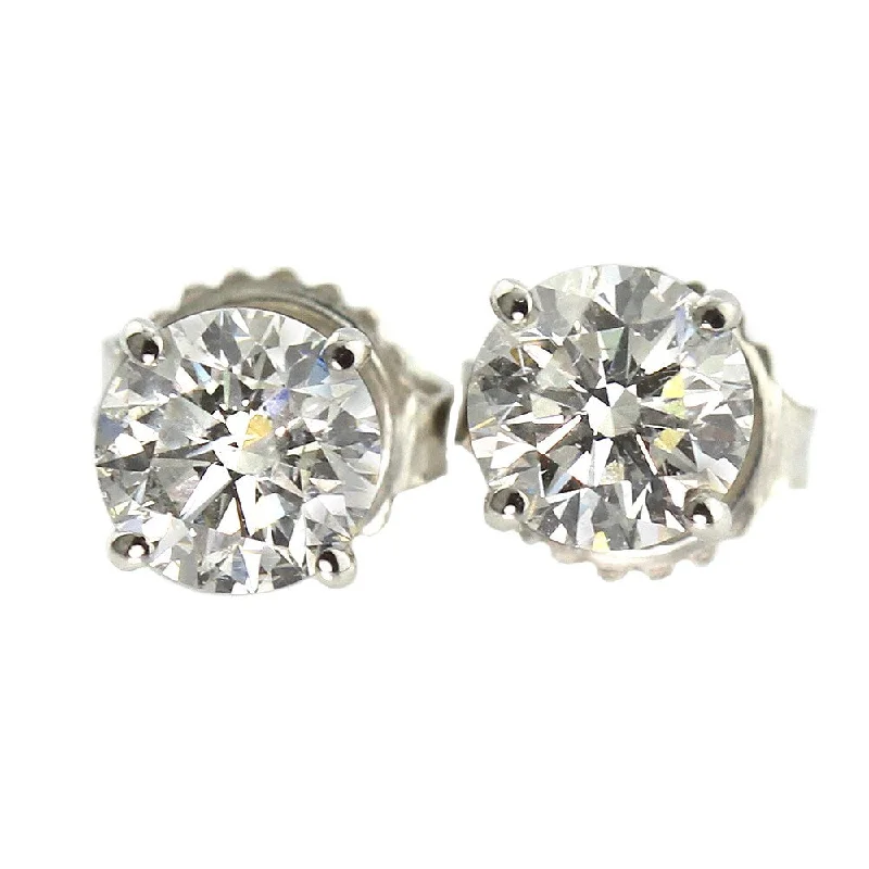 Dainty initial earrings-Auriya Platinum 1 1/2ct TDW Round Hearts & Arrows Diamond Stud Earrings by Auriya (J-K, SI1-SI2)