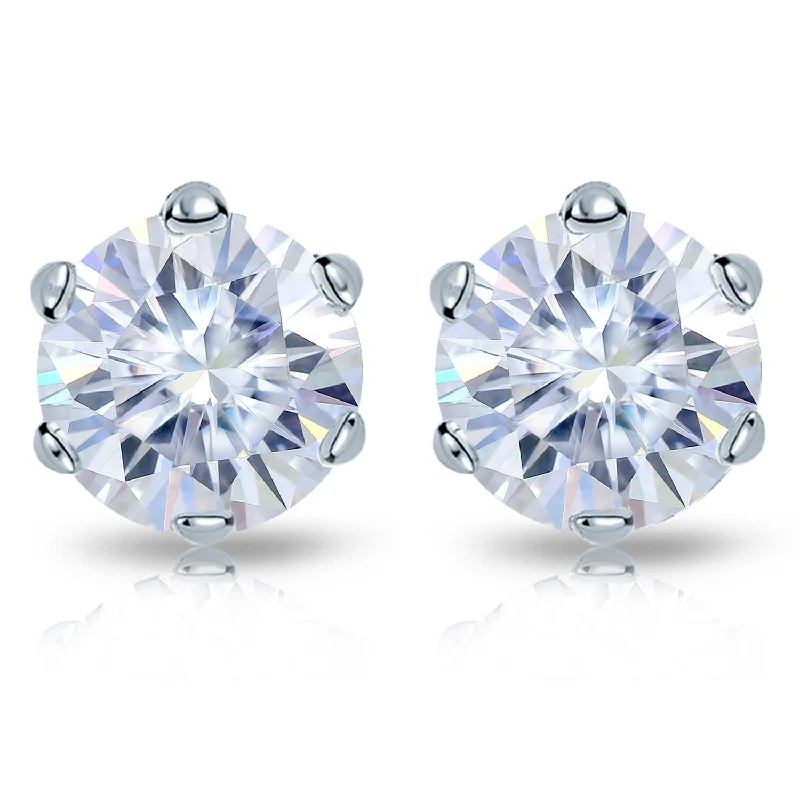 Knotted love earrings-Auriya Platinum 1 1/2ctw Round Moissanite Stud Earrings - 5.9 mm