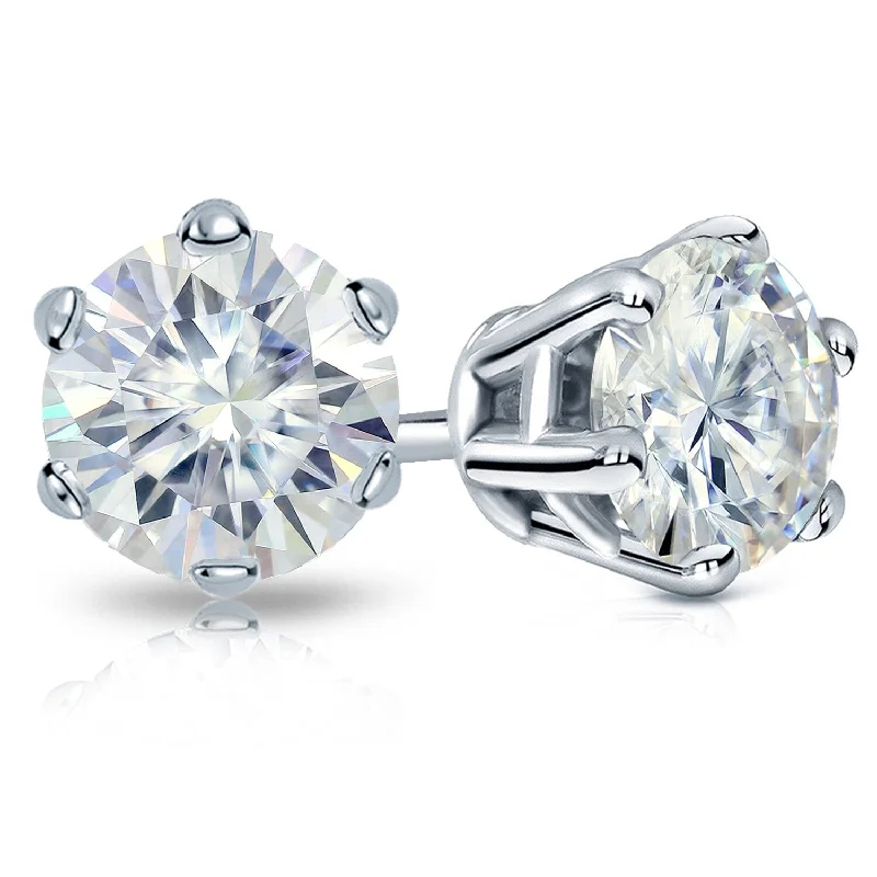 Modern minimalist earrings-Auriya Platinum 3ctw Round Moissanite Stud Earrings - 7.4 mm