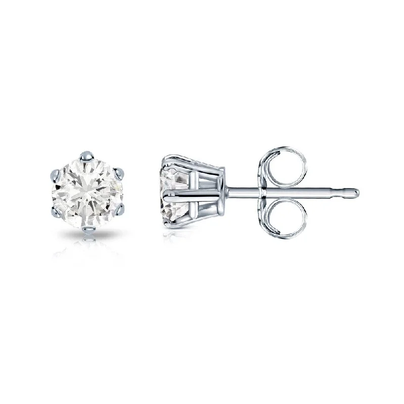 Moon phase earrings-Auriya Round 1/4ct TW Solitaire Diamond Stud Earrings 14k Gold 6-Prong