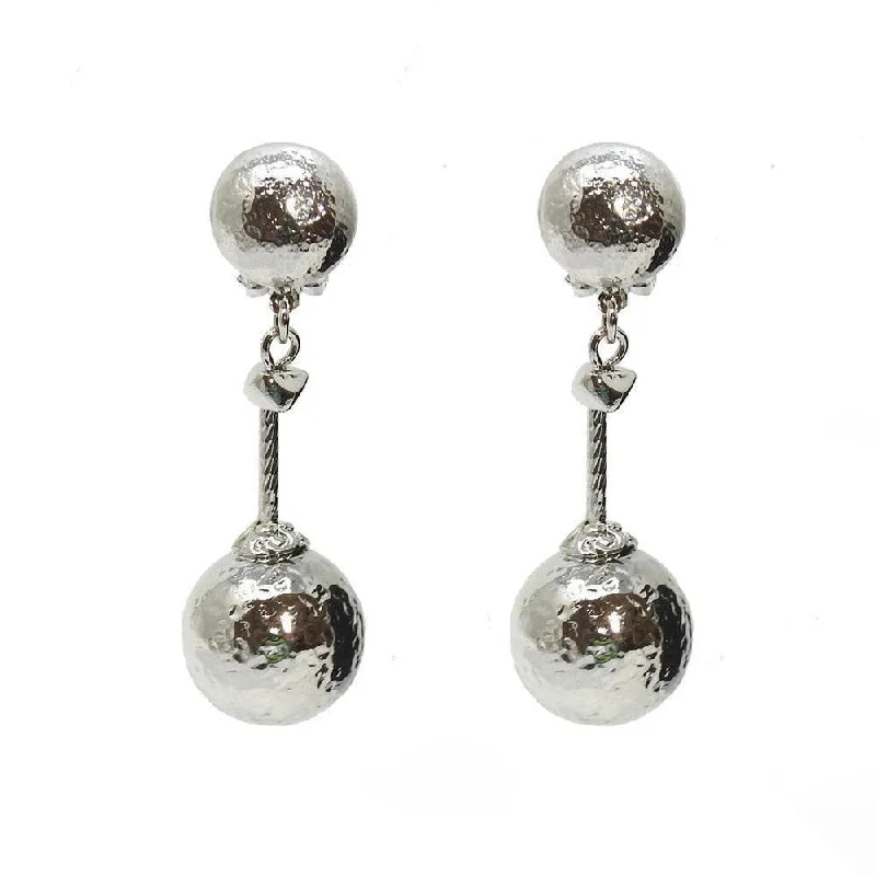 Side stone earrings-Ball Dangle Clip Earrings