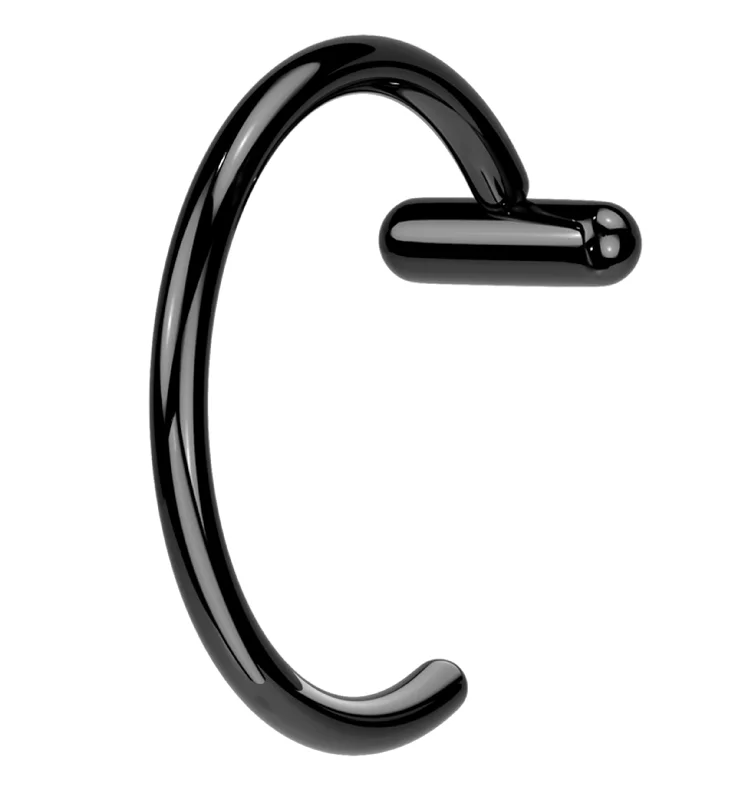 Baguette cut earrings-Black PVD Bar Titanium Nose Hoop Ring