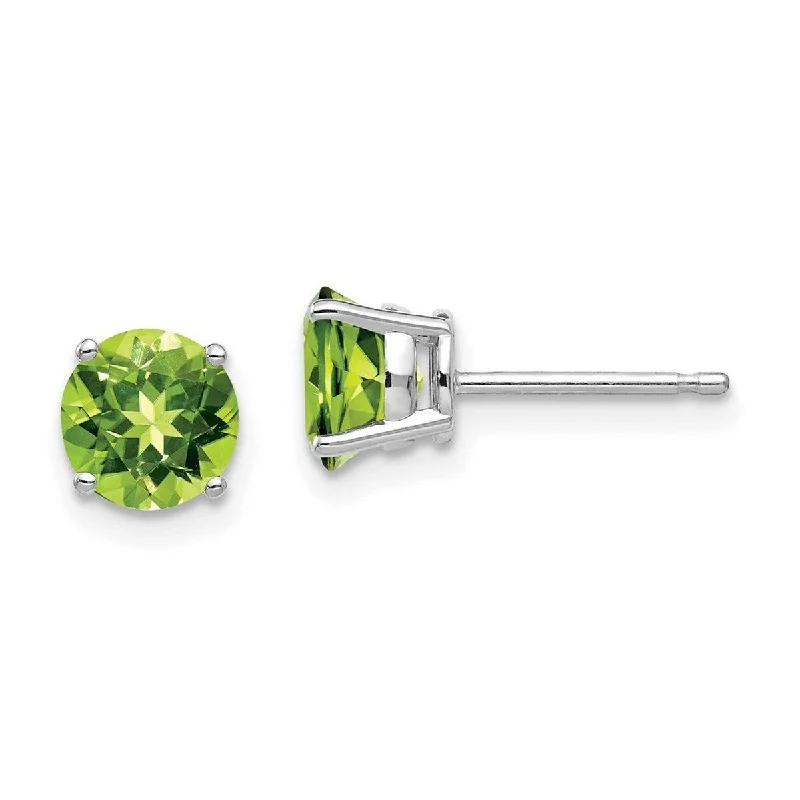 Wave design earrings-Curata 14k White Gold 6mm Peridot Post Stud Earrings