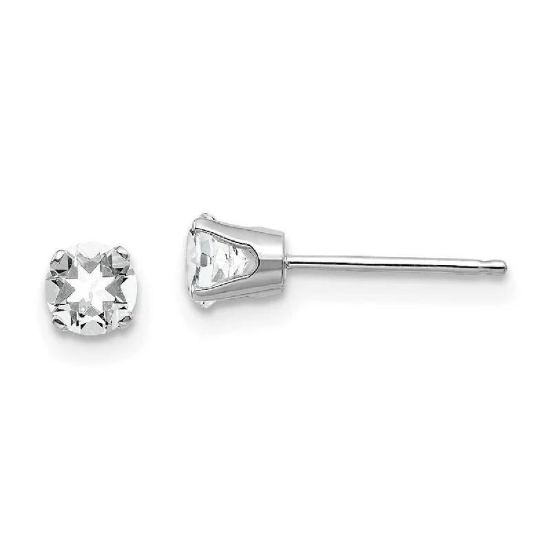 Double stud earrings-Curata 14k White Gold Post Earrings 4mm White Topaz Stud Earrings