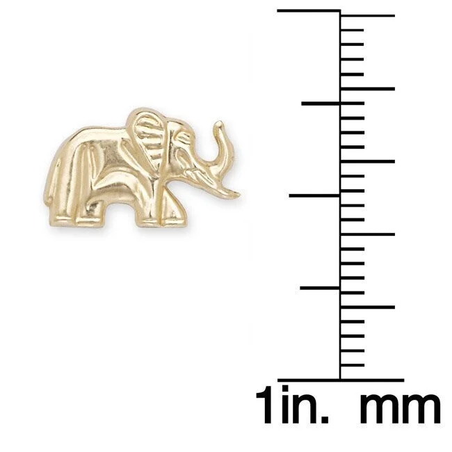 Filigree design earrings-Curata 14k Yellow Gold 13x8mm Children's Elephant Stamping Stud Earrings