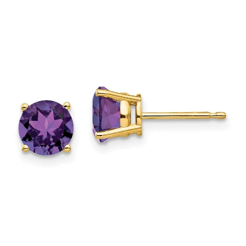 Morganite gem earrings-Curata 14k Yellow Gold 6mm Amethyst Stud Earrings