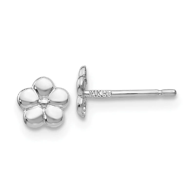 Sunflower charm earrings-Diamond2Deal 14k White Gold Polished Flower Post Stud Earrings (L-4mm, W-4mm)