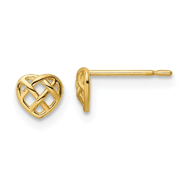 Spiral design earrings-Diamond2Deal 14k Yellow Gold Heart Post Stud Earrings (L-5mm, W-5.35mm)