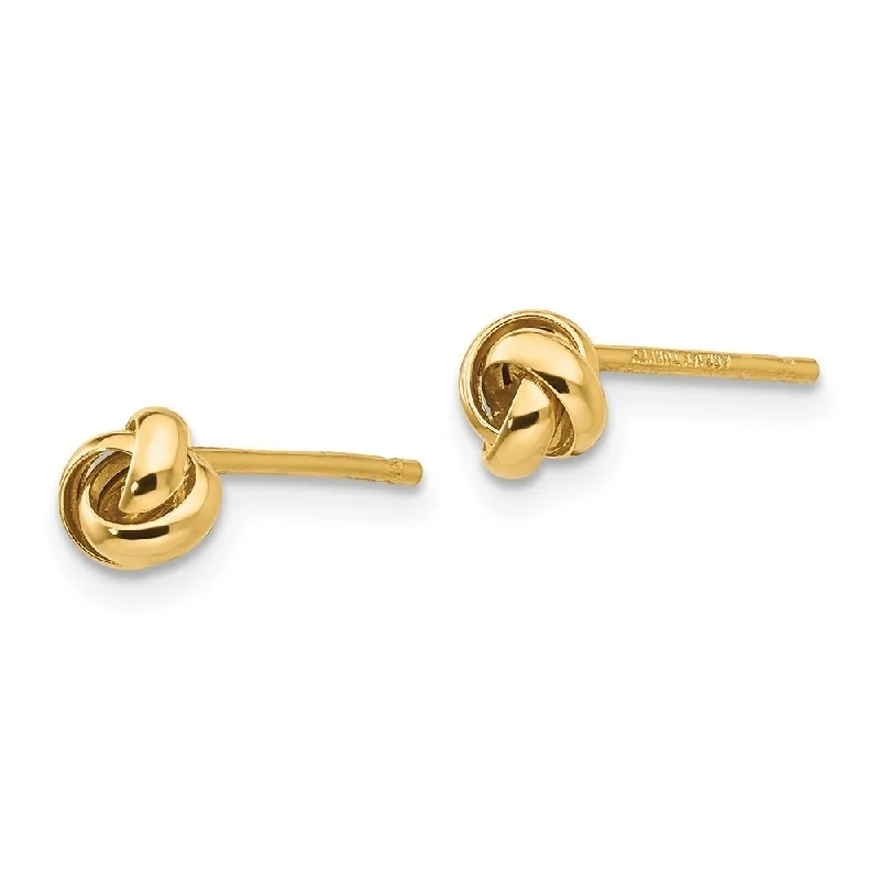 Stackable stud earrings-Diamond2Deal 14k Yellow Gold Polished Knot Post Stud Earrings (L-5mm, W-5mm)