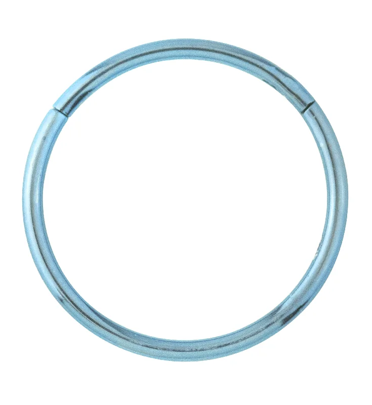 Mixed metal earrings-Light Blue Anodized Titanium Hinged Segment Hoop Ring