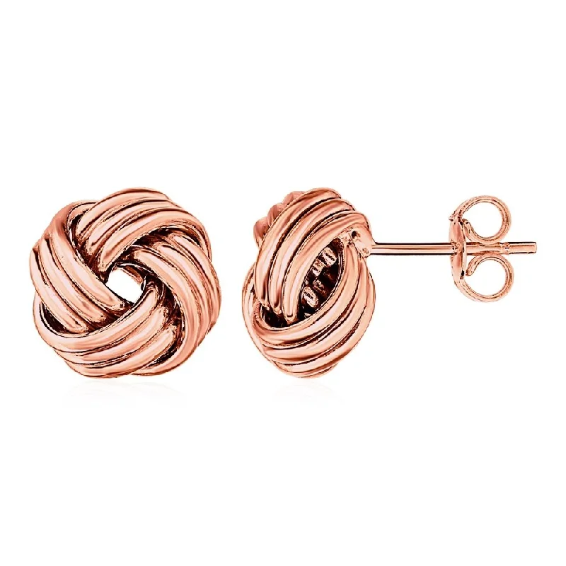 Infinity twist earrings-Love Knot Post Earrings in 14k Rose Gold