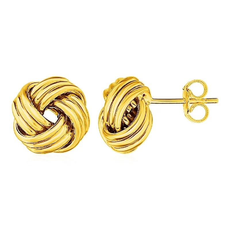 Serpent design earrings-Love Knot Post Earrings in 14k Yellow Gold