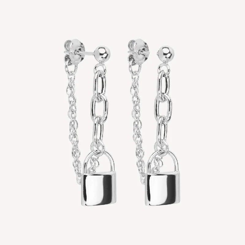 Citrine drop earrings-Love Lock Chain Stud Earrings