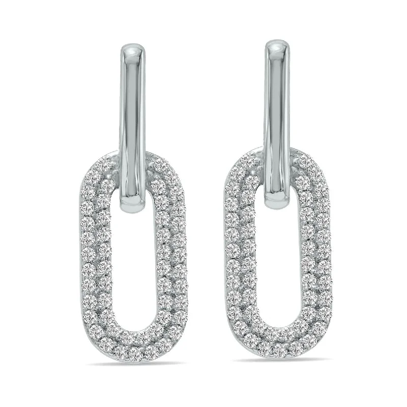 Sunflower charm earrings-Marquee 1/2 CTW Lab Grown Diamond Dangling Drop Earrings in 10K White Gold (F-G Color, VS1- VS2 Clarity)