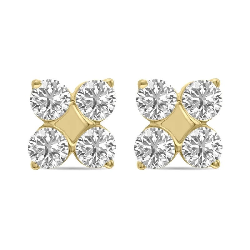 Side stone earrings-Marquee 1/2 CTW Lab Grown Diamond Snowflake Earrings in 10K Yellow Gold (F-G Color, VS1- VS2 Clarity)