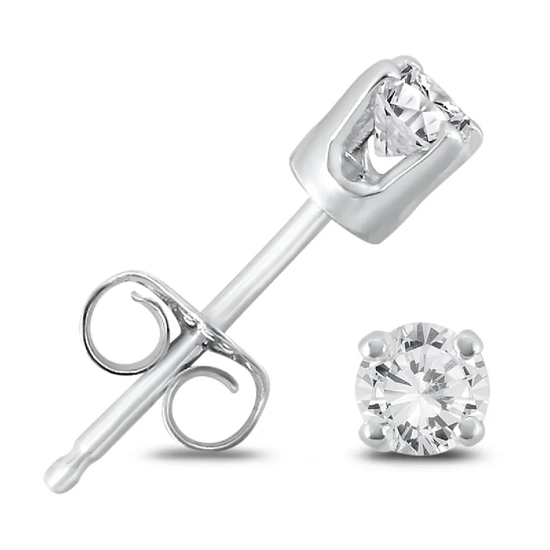 Cushion cut earrings-Marquee 1/3 Carat TW Round Solitaire Diamond Stud Earrings in .925 Sterling Silver