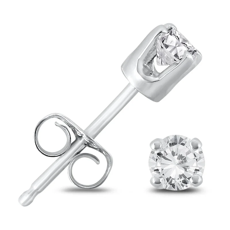 Hexagon charm earrings-Marquee 1/4 Carat TW Round Solitaire Diamond Stud Earrings in .925 Sterling Silver