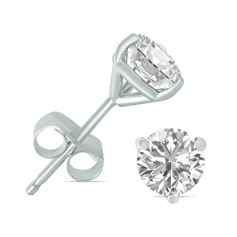 Filigree design earrings-Marquee 1 Carat TW Lab Grown Diamond Martini Set Round Earrings in 14K White Gold