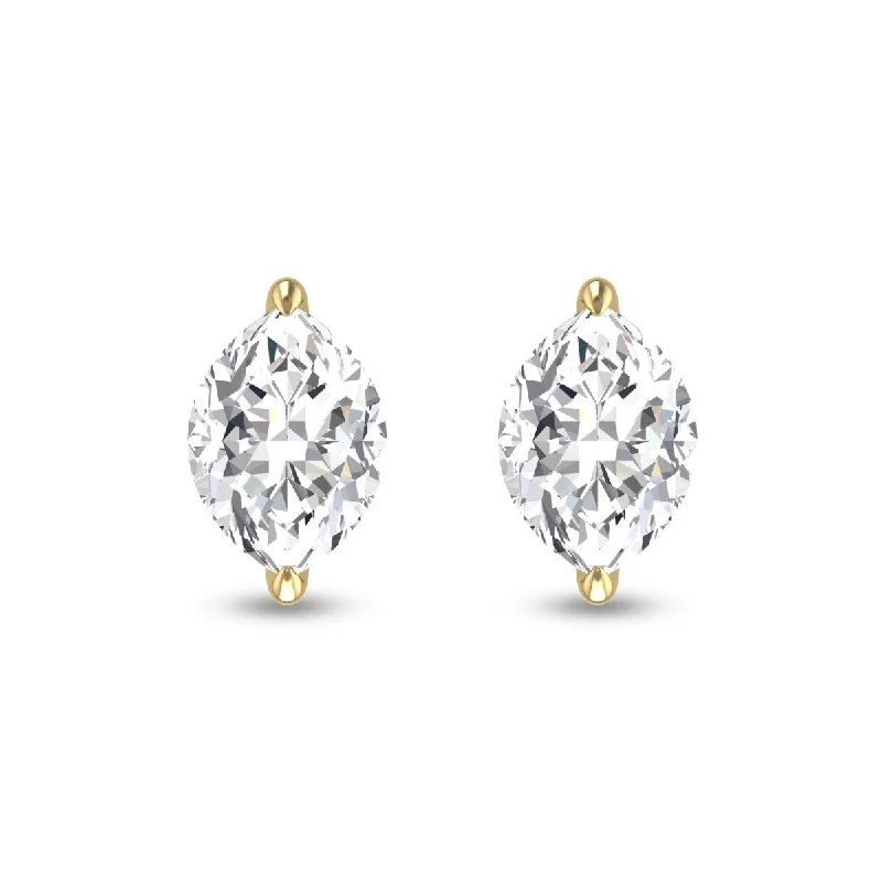 Double heart earrings-Marquee Lab Grown 1/2 Carat Marquise Solitaire Diamond Earrings in 14K Yellow Gold