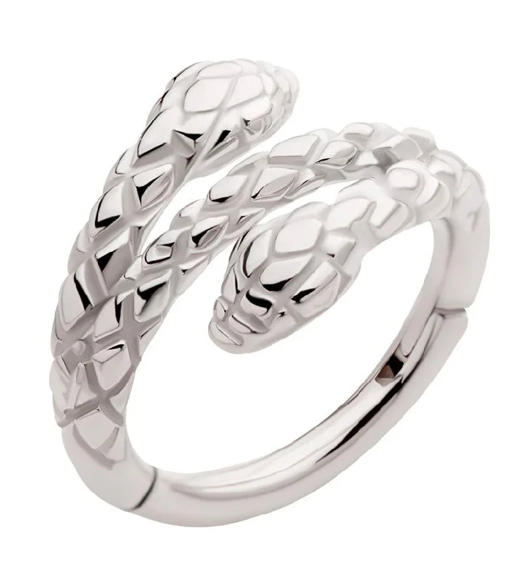 Wave design earrings-Snake Twist Stainless Steel Hinged Segment Ring