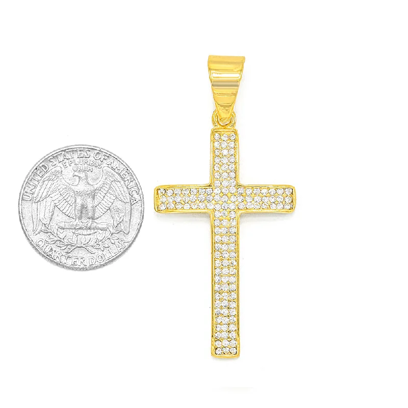 Engraved promise earrings-SP 1-83 cross, gold or silver, 28mm width, 58mm high, 3mm thick