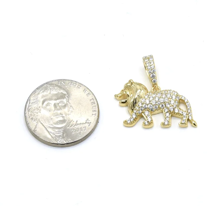 Teardrop crystal earrings-STPM*265, Men and Women S925 Sterling Silver Icy Bling Bling Lion Pendant- gold or silver color