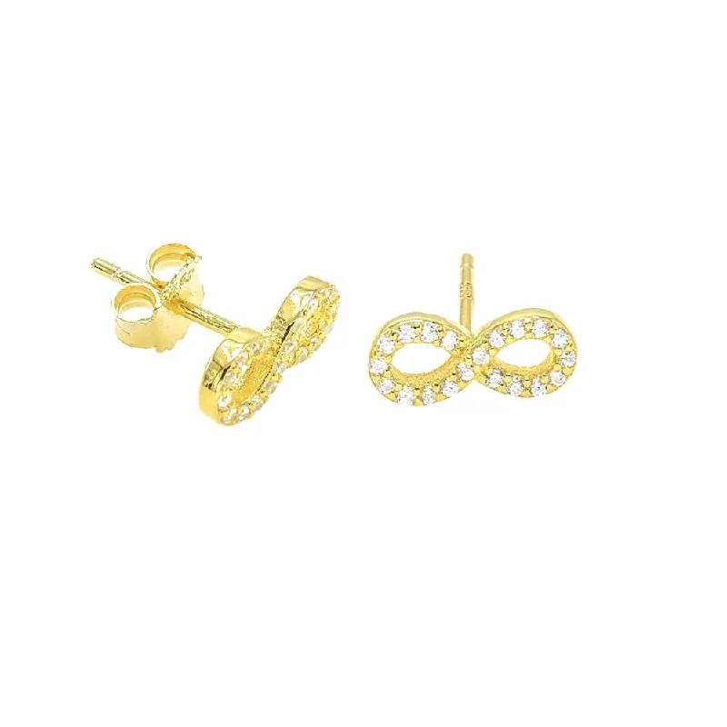 Double stud earrings-STEW-280, Infinity-gold or silver color, 12mm width, 4mm high, 1mm thick