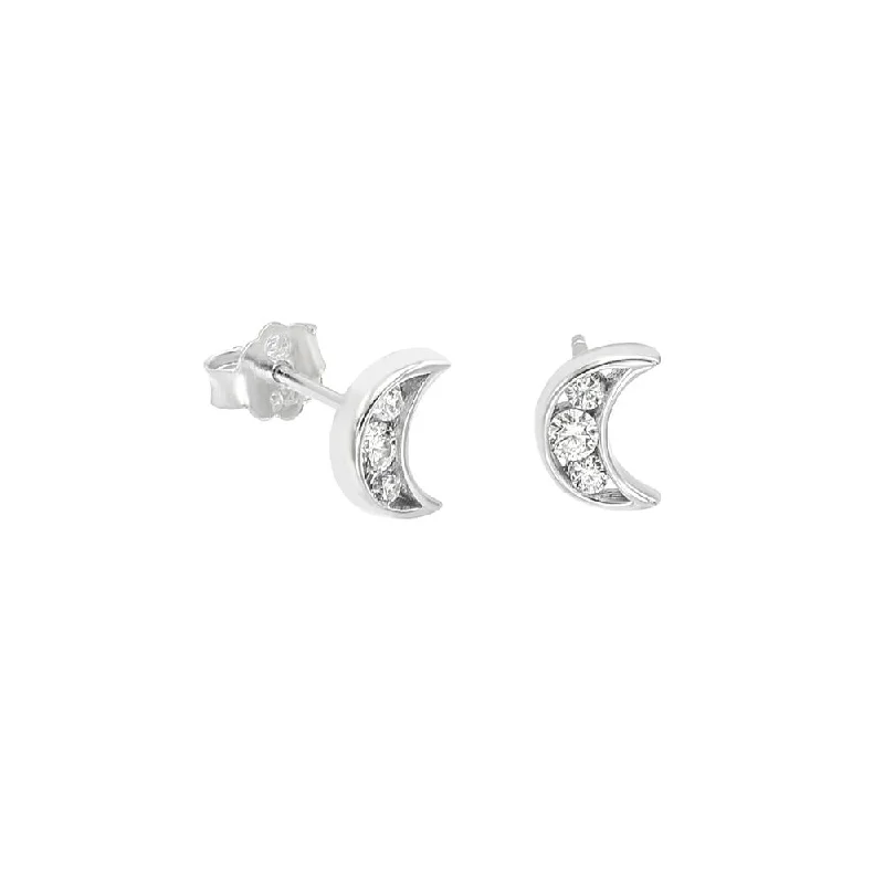 Floral cluster earrings-STEW-715, Moon-silver color, 3mm width, 7mm high, 1mm thick