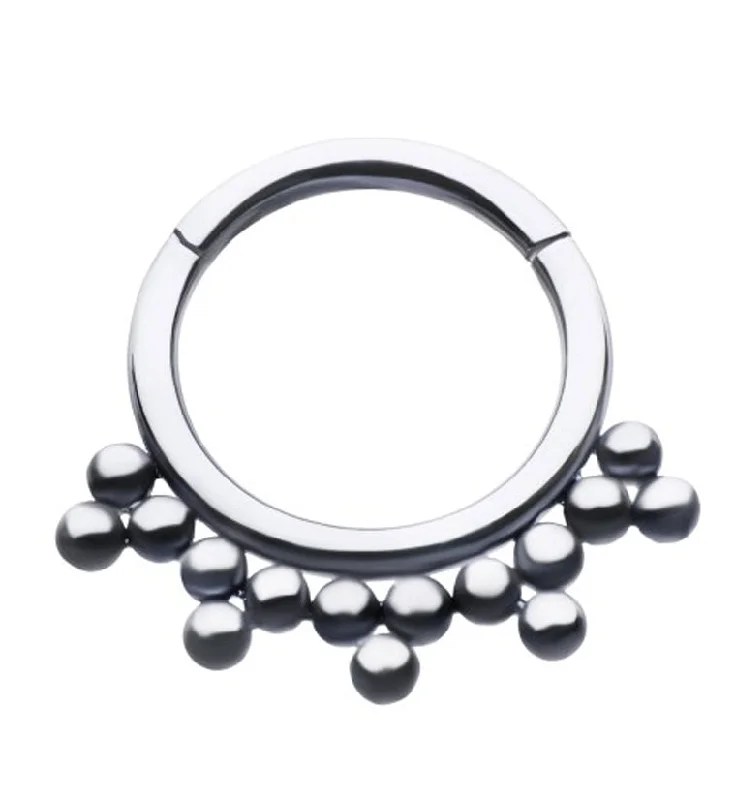 Adjustable hoop earrings-Titanium Hinged Fuse Beaded Segment Ring