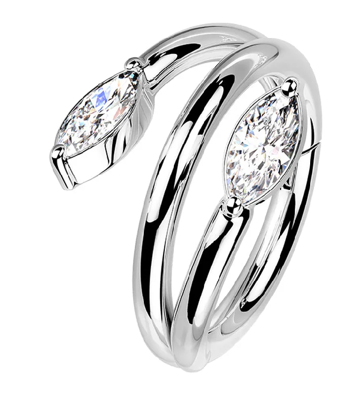 Sunburst design earrings-Wrap CZ Hinged Segment Ring