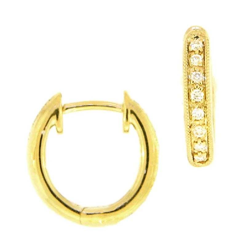 Hexagon charm earrings-Yellow Gold Huggie Earrings